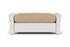 Lloyd Flanders Reflections Large Ottoman in Matte White with Hayden Sand fabric