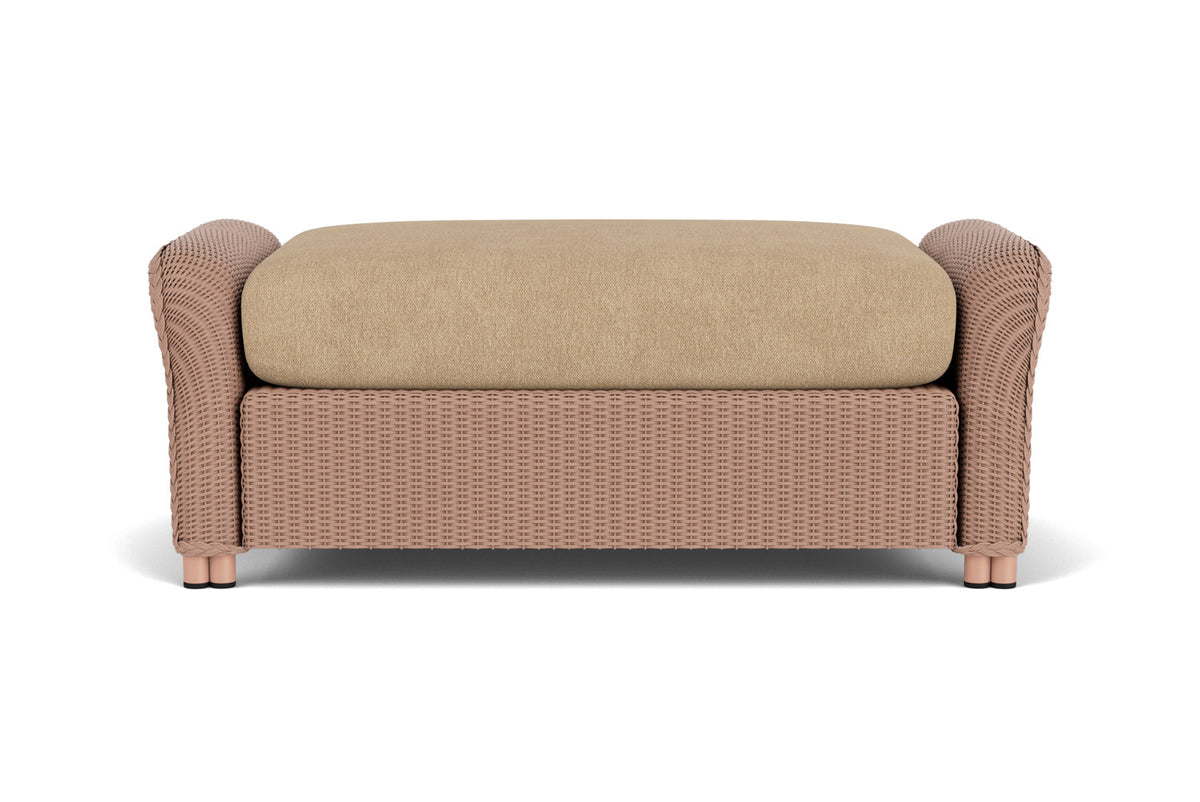 Lloyd Flanders Reflections Large Ottoman in Rosewood with Hayden Sand fabric