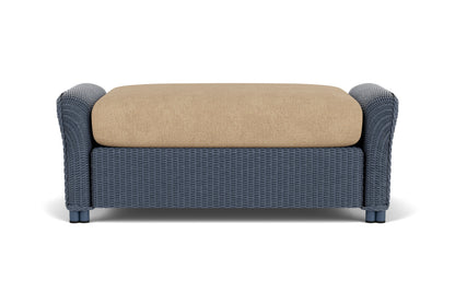 Lloyd Flanders Reflections Large Ottoman in Denim Blue with Hayden Sand fabric