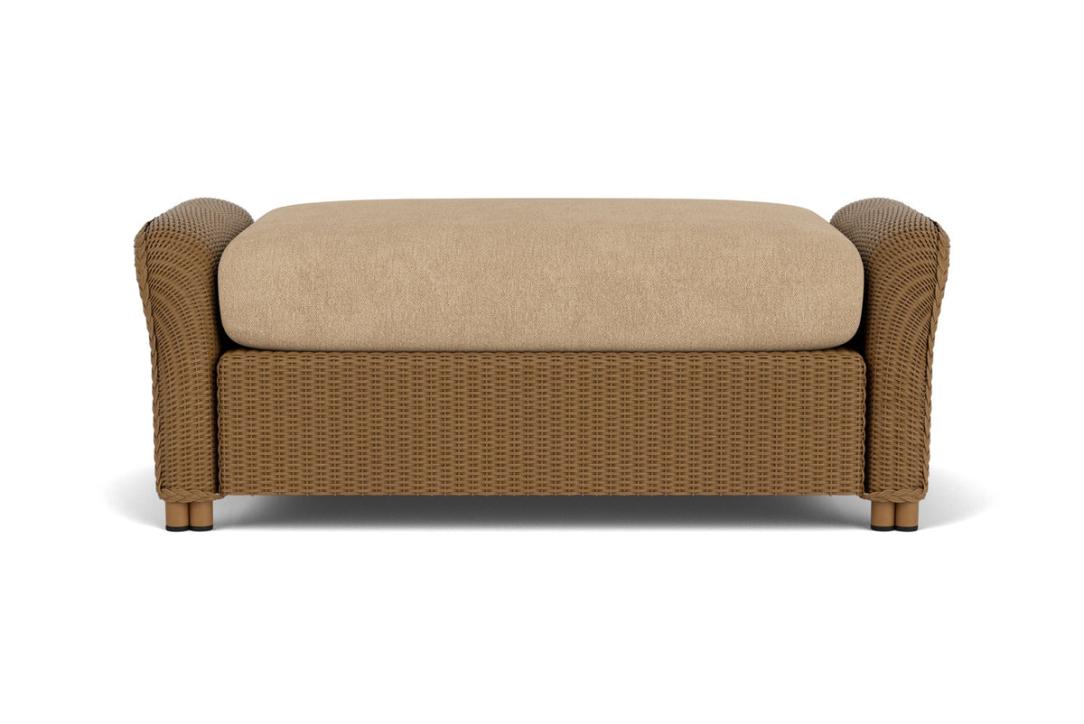 Lloyd Flanders Reflections Large Ottoman in Hickory with Hayden Sand fabric