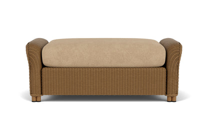 Lloyd Flanders Reflections Large Ottoman in Hickory with Hayden Sand fabric
