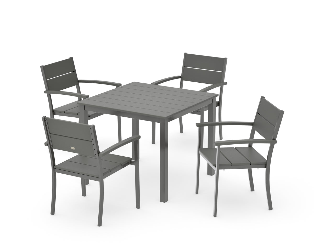 POLYWOOD Main Street 5-Piece Dining Set with Main Street 36" x 36" Dining Table in Charcoal / Slate Grey