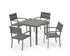 POLYWOOD Main Street 5-Piece Dining Set with Main Street 36" x 36" Dining Table in Charcoal / Slate Grey