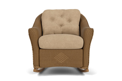 Lloyd Flanders Reflections Lounge Rocker in Hickory with Hayden Sand fabric