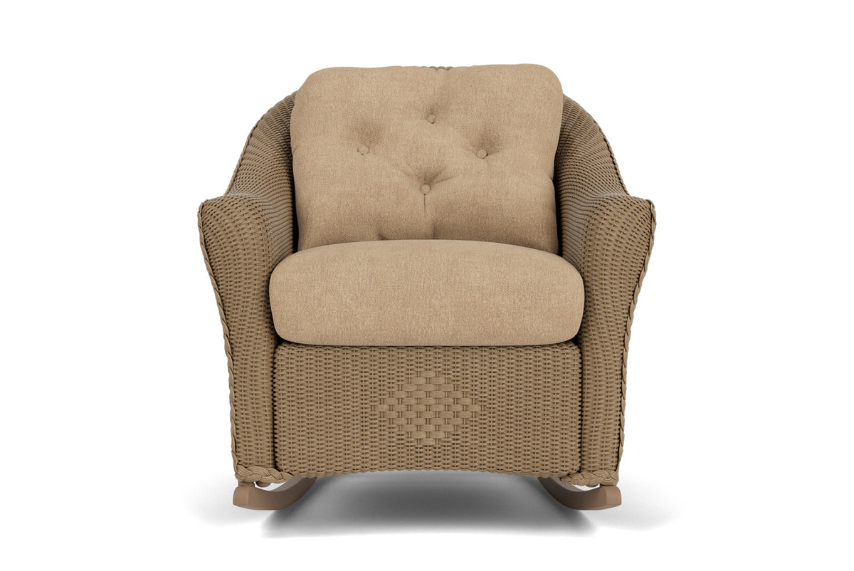 Lloyd Flanders Reflections Lounge Rocker in Fawn with Hayden Sand fabric