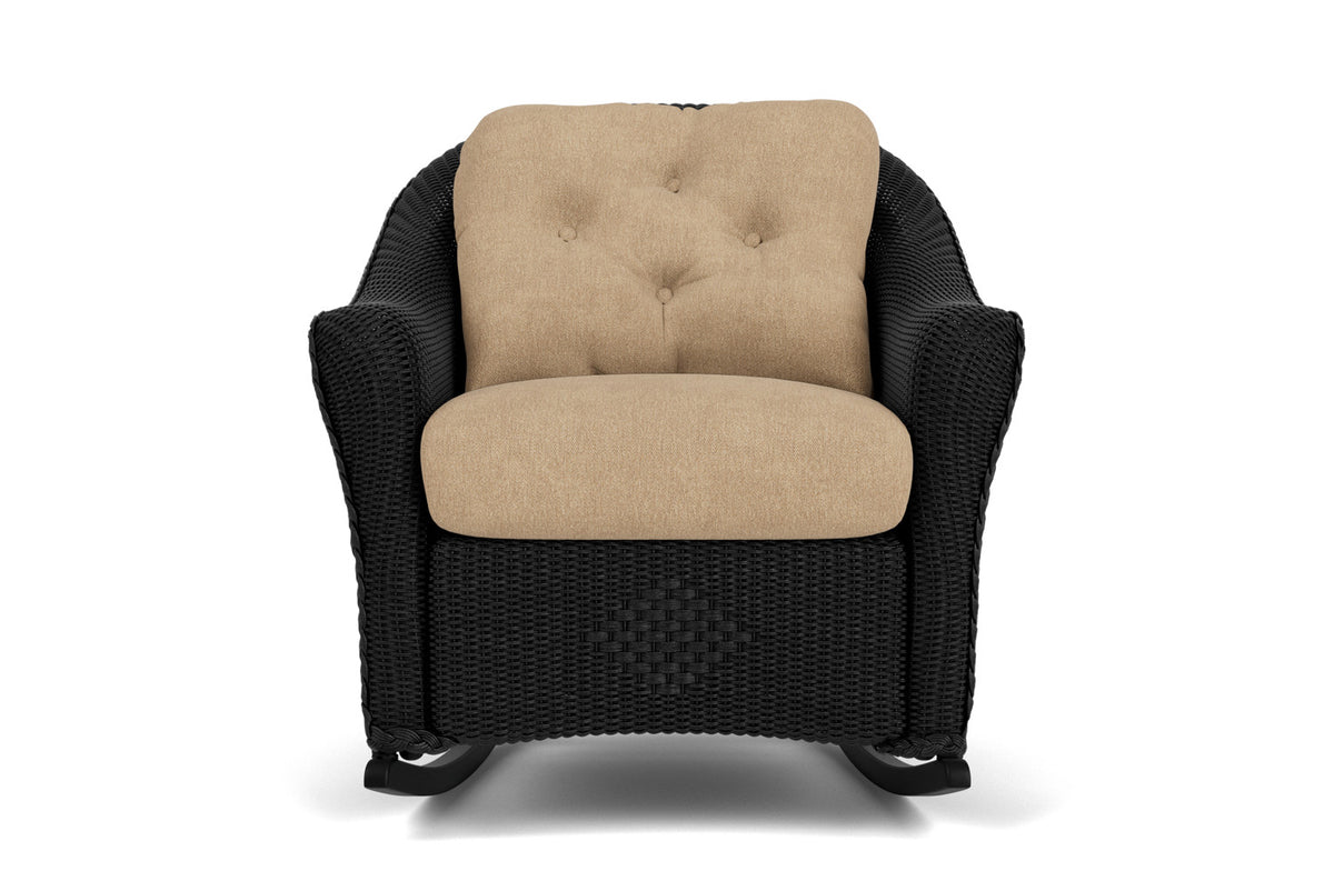 Lloyd Flanders Reflections Lounge Rocker in Ebony with Hayden Sand fabric