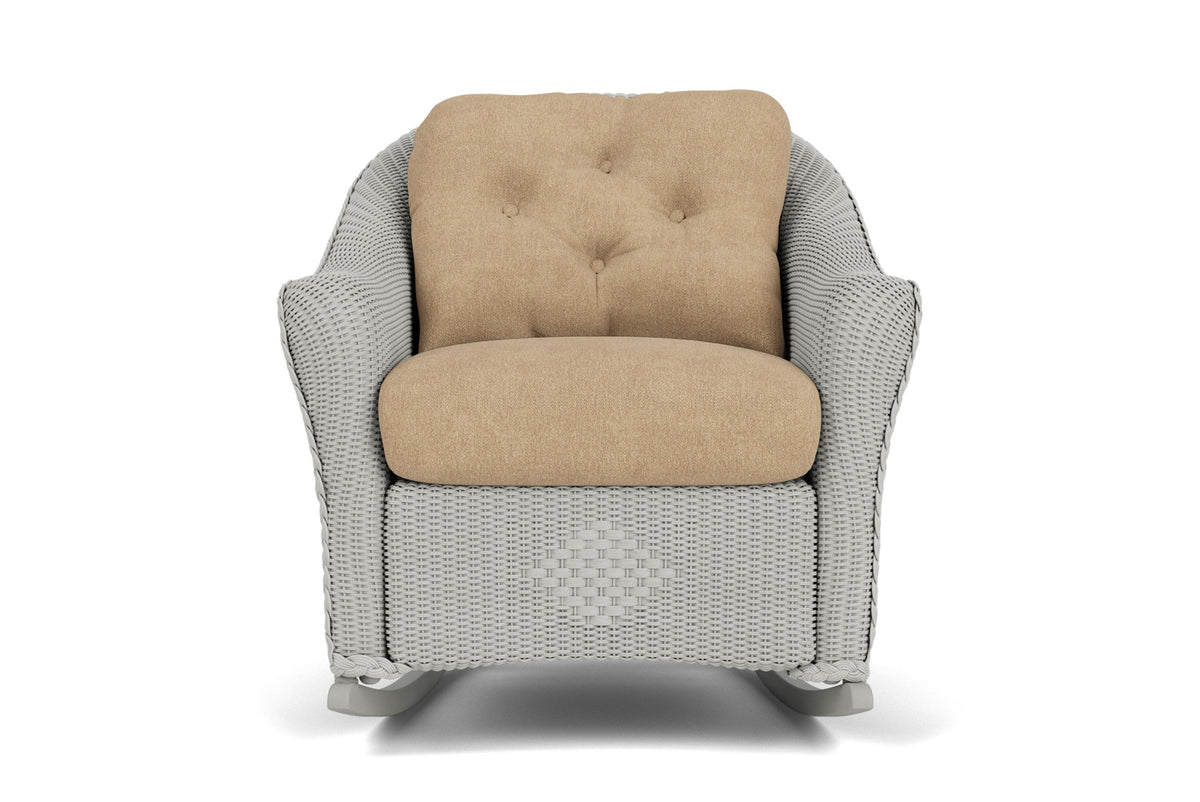 Lloyd Flanders Reflections Lounge Rocker in Platinum with Hayden Sand fabric