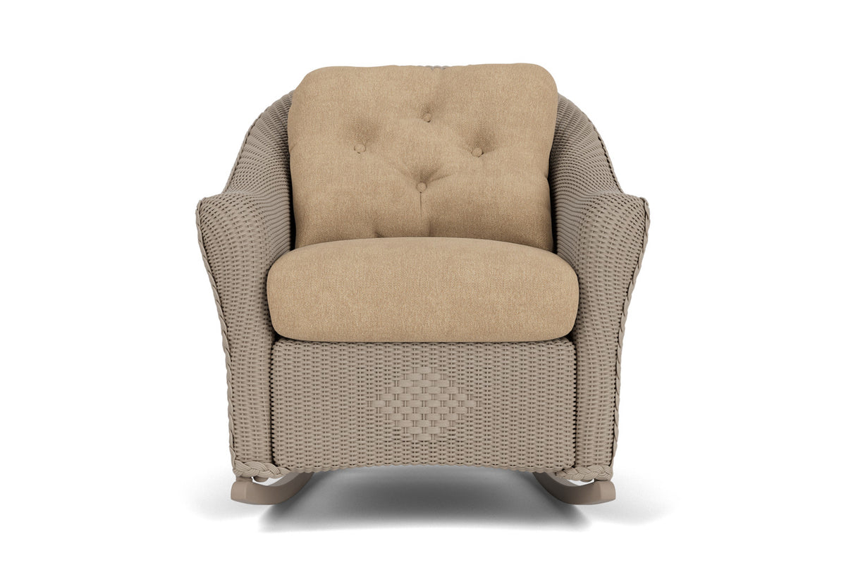 Lloyd Flanders Reflections Lounge Rocker in French Beige with Hayden Sand fabric