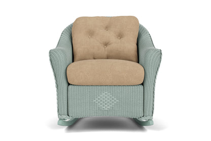 Lloyd Flanders Reflections Lounge Rocker in Sea Glass with Hayden Sand fabric
