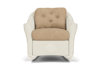 Lloyd Flanders Reflections Lounge Rocker in Ivory with Hayden Sand fabric