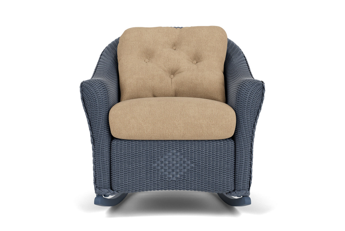 Lloyd Flanders Reflections Lounge Rocker in Denim Blue with Hayden Sand fabric