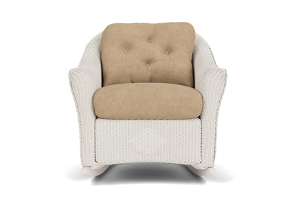 Lloyd Flanders Reflections Lounge Rocker in Antique White with Hayden Sand fabric