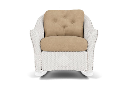 Lloyd Flanders Reflections Lounge Rocker in White with Hayden Sand fabric