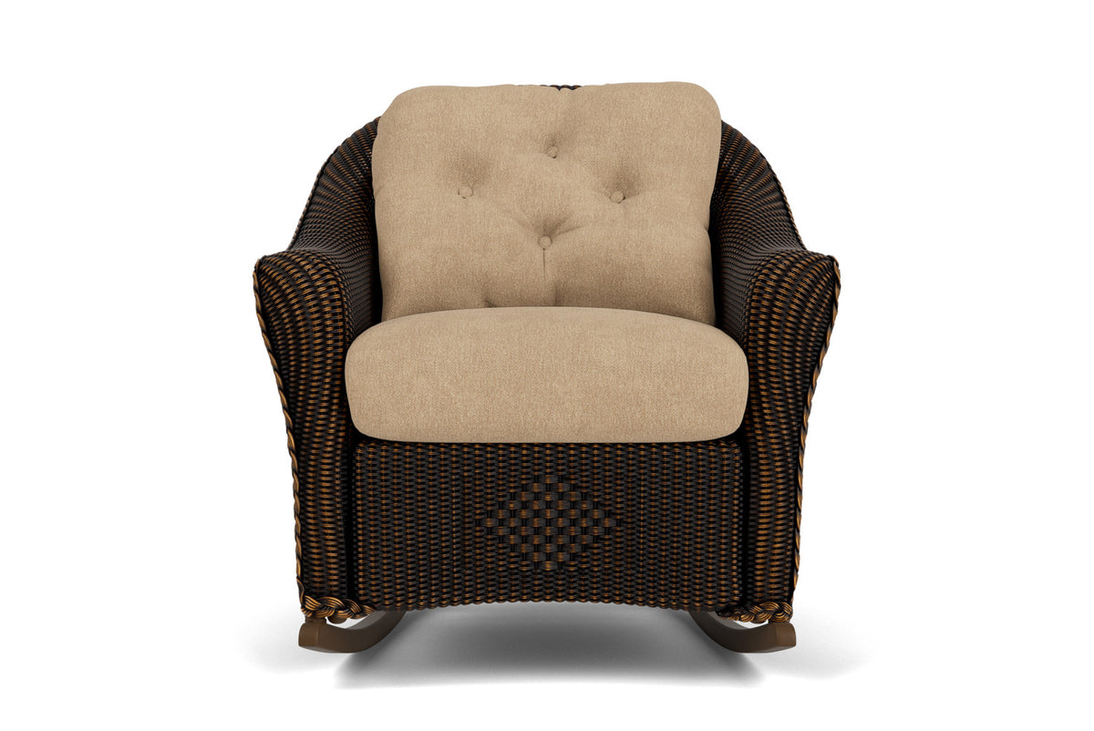 Lloyd Flanders Reflections Lounge Rocker in Mink with Hayden Sand fabric