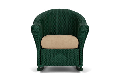 Lloyd Flanders Reflections Porch Rocker in Woodland with Hayden Sand fabric