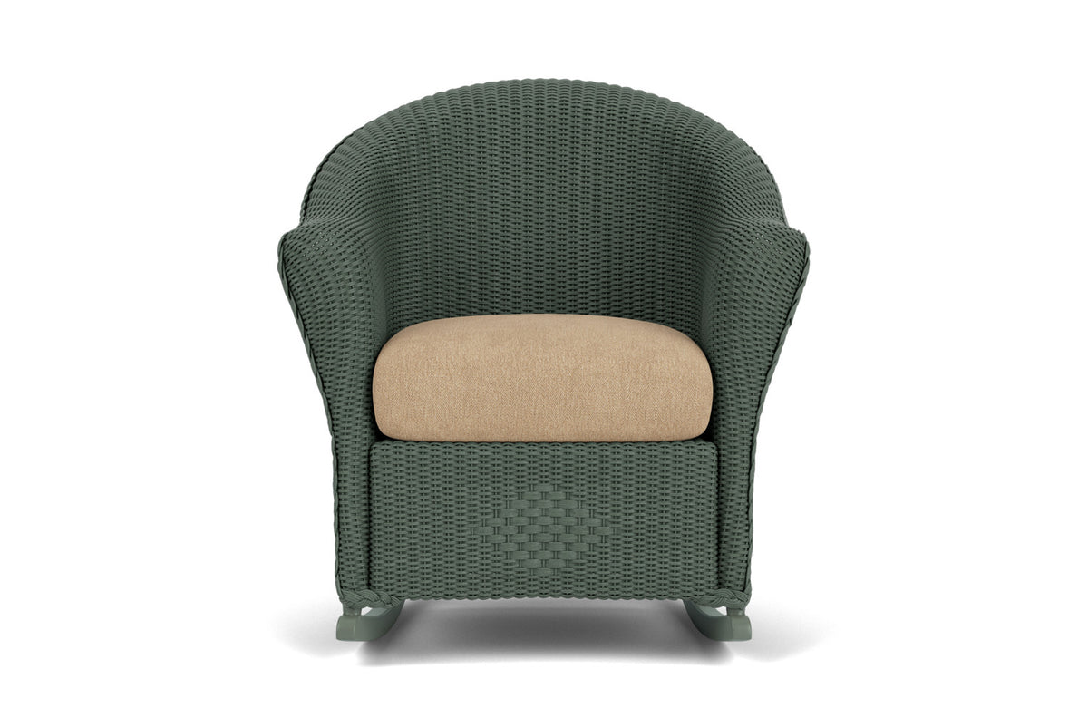 Lloyd Flanders Reflections Porch Rocker in Spruce with Hayden Sand fabric