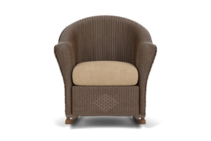 Lloyd Flanders Reflections Porch Rocker in Bark with Hayden Sand fabric
