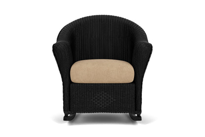 Lloyd Flanders Reflections Porch Rocker in Ebony with Hayden Sand fabric