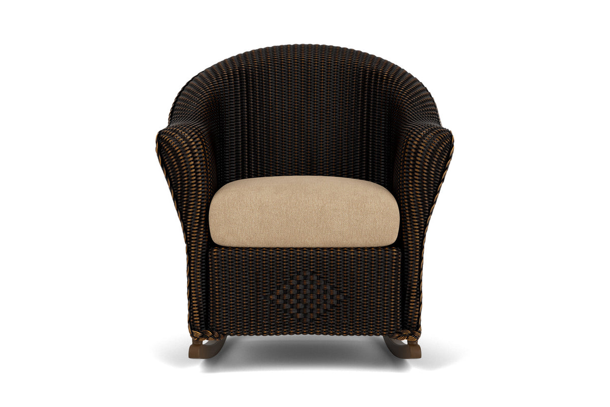 Lloyd Flanders Reflections Porch Rocker in Mink with Hayden Sand fabric
