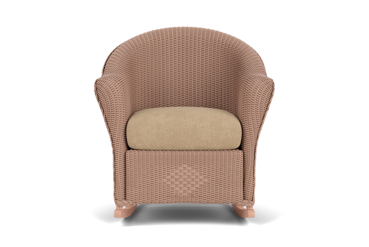 Lloyd Flanders Reflections Porch Rocker in Rosewood with Hayden Sand fabric