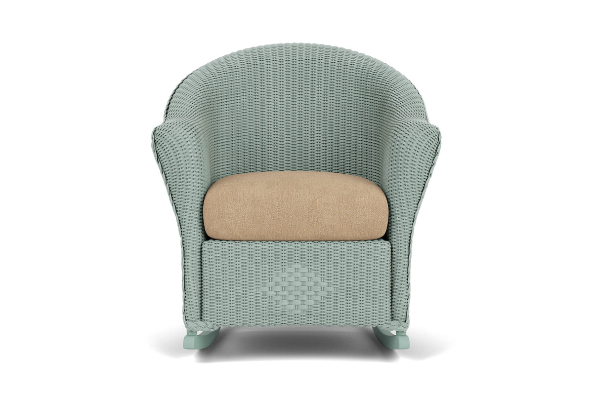 Lloyd Flanders Reflections Porch Rocker in Sea Glass with Hayden Sand fabric