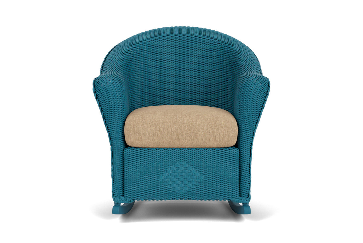 Lloyd Flanders Reflections Porch Rocker in Peacock with Hayden Sand fabric