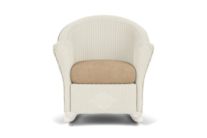 Lloyd Flanders Reflections Porch Rocker in Ivory with Hayden Sand fabric