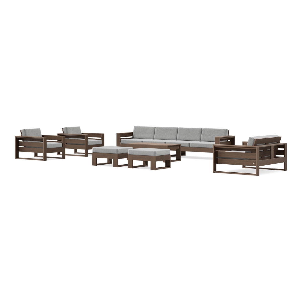 POLYWOOD PW Designer Series Latitude 8-Piece Lounge Sofa Set in Kona / Grey Mist