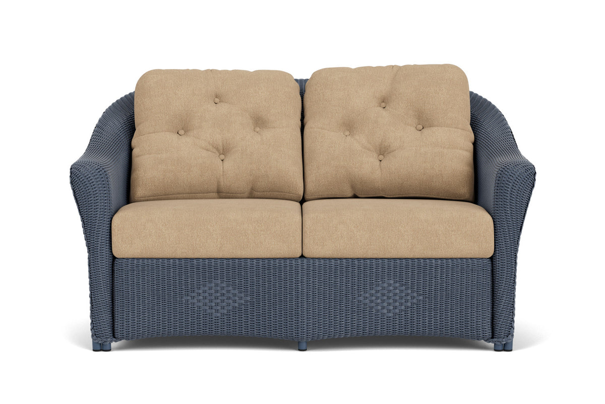 Lloyd Flanders Reflections Loveseat in Denim Blue with Hayden Sand fabric