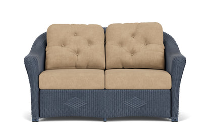 Lloyd Flanders Reflections Loveseat in Denim Blue with Hayden Sand fabric