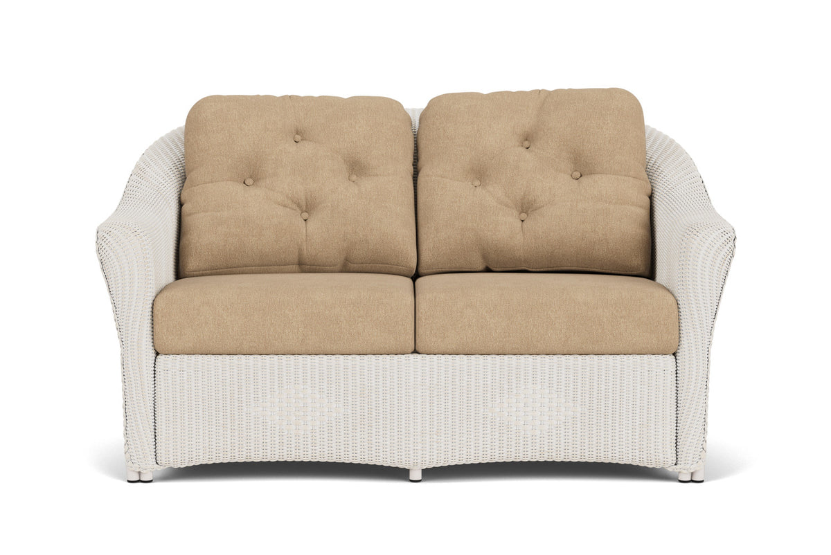 Lloyd Flanders Reflections Conversation Set in Antique White with Hayden Sand fabric