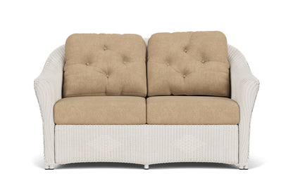 Lloyd Flanders Reflections Conversation Set in Antique White with Hayden Sand fabric