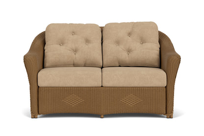 Lloyd Flanders Reflections Conversation Set in Hickory with Hayden Sand fabric