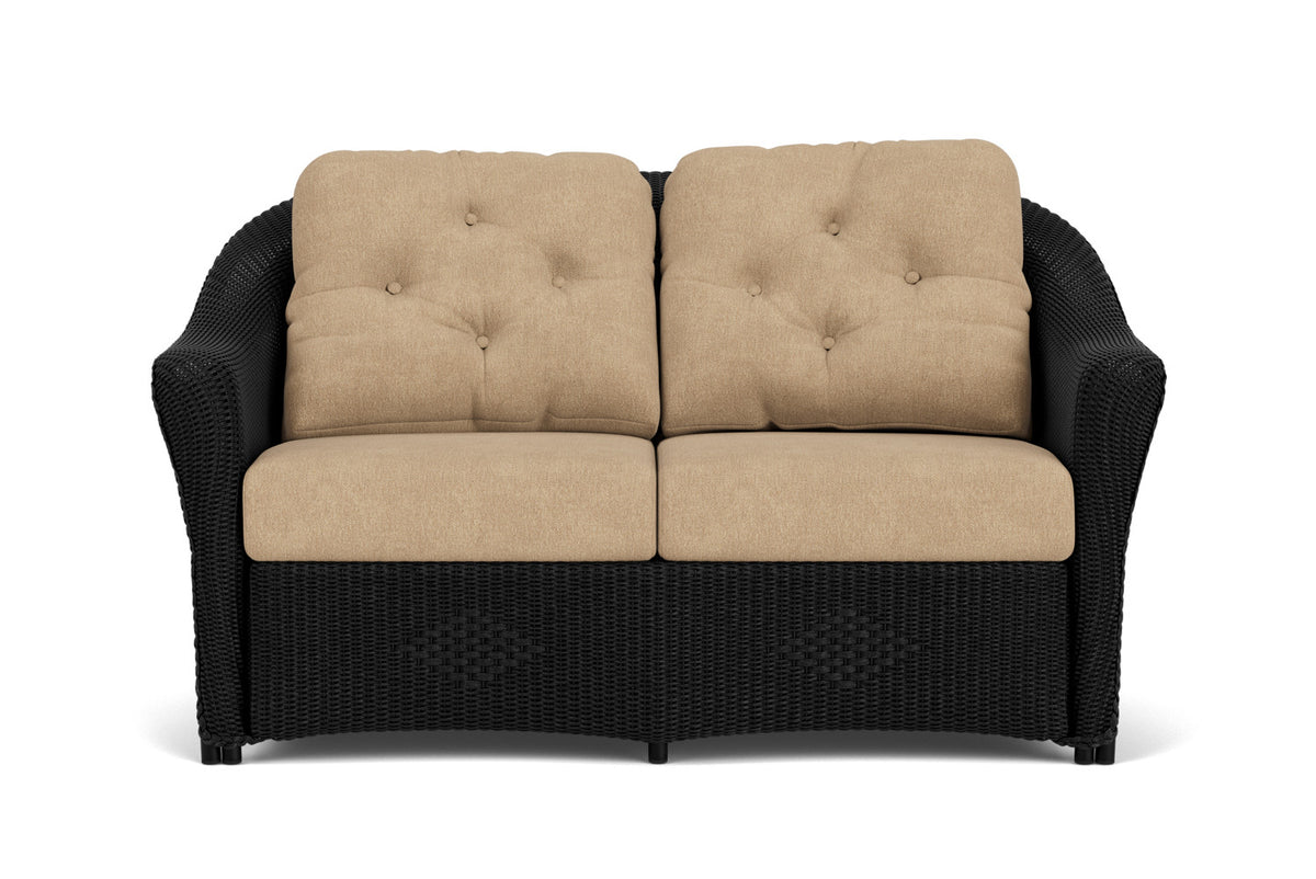 Lloyd Flanders Reflections Loveseat in Ebony with Hayden Sand fabric