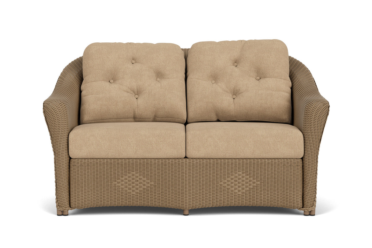 Lloyd Flanders Reflections Conversation Set in Fawn with Hayden Sand fabric