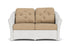 Lloyd Flanders Reflections Loveseat in Matte White with Hayden Sand fabric