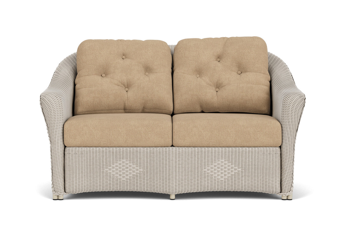 Lloyd Flanders Reflections Conversation Set in Linen with Hayden Sand fabric