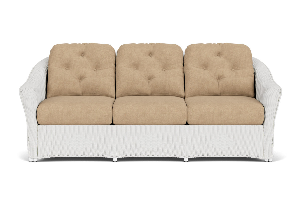 Lloyd Flanders Reflections Sofa in Matte White with Hayden Sand fabric