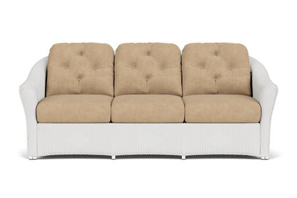 Lloyd Flanders Reflections Sofa in Matte White with Hayden Sand fabric