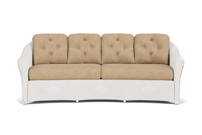 Lloyd Flanders Reflections Crescent Sofa in White with Hayden Sand fabric