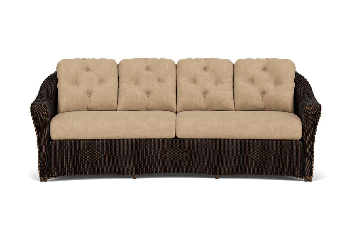 Lloyd Flanders Reflections Crescent Sofa in Mink with Hayden Sand fabric