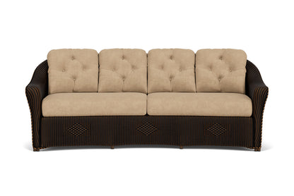 Lloyd Flanders Reflections Crescent Sofa in Mink with Hayden Sand fabric