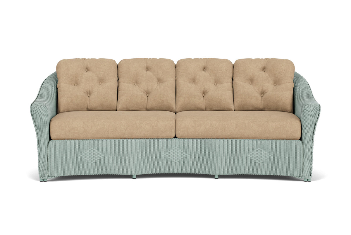 Lloyd Flanders Reflections Crescent Sofa in Sea Glass with Hayden Sand fabric