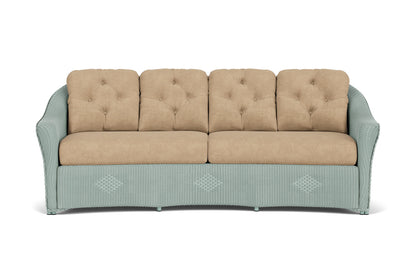 Lloyd Flanders Reflections Crescent Sofa in Sea Glass with Hayden Sand fabric