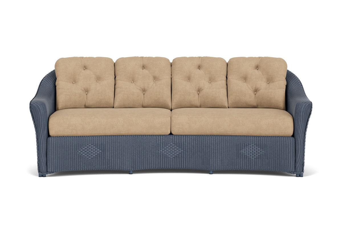 Lloyd Flanders Reflections Crescent Sofa in Denim Blue with Hayden Sand fabric