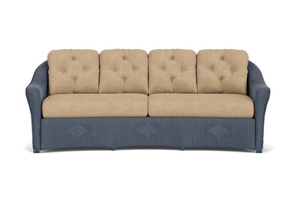 Lloyd Flanders Reflections Crescent Sofa in Denim Blue with Hayden Sand fabric