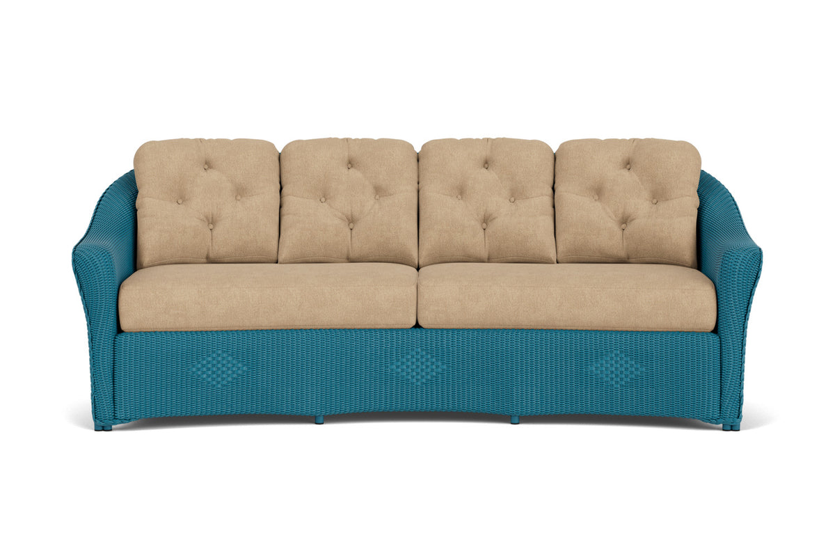 Lloyd Flanders Reflections Crescent Sofa in Peacock with Hayden Sand fabric