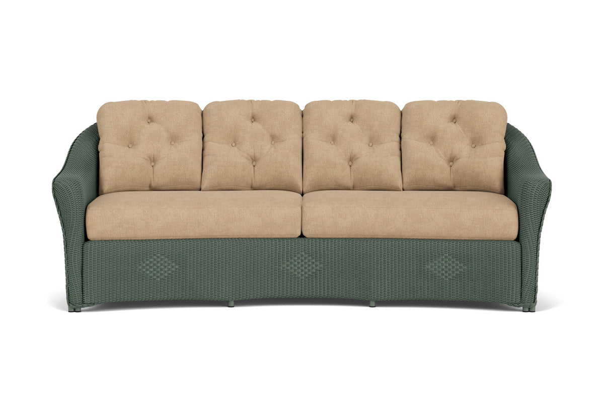 Lloyd Flanders Reflections Crescent Sofa in Spruce with Hayden Sand fabric
