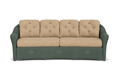 Lloyd Flanders Reflections Crescent Sofa in Spruce with Hayden Sand fabric