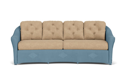 Lloyd Flanders Reflections Crescent Sofa in Stillwater with Hayden Sand fabric